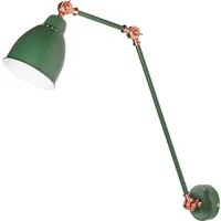 Lampada da parete moderna verde scuro da lettura a braccio lungo in metallo bianco dal design moderno