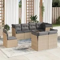 Set Divano da Giardino 8 pz con Cuscini Beige in Polyrattancod mxl 87953