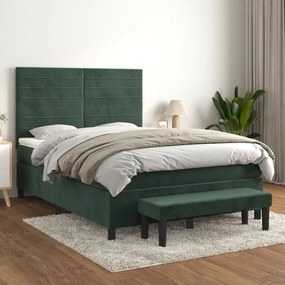 Giroletto A Molle Con Materasso Verde Scuro 140x190 Cm Velluto /