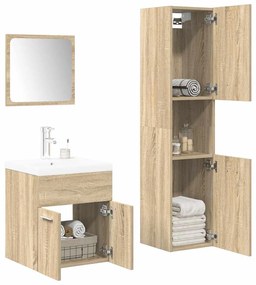 Set Mobili Da Bagno 4 Pz Rovere Sonoma İn Legno Multistrato /