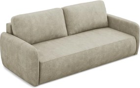 Divano beige allungabile/con contenitore con rivestimento in ciniglia 218 cm Lilo – Makamii