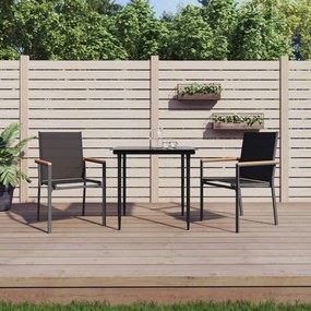 Sedie da giardino 2 pz nere 55x61,5x90 cm textilene e acciaio