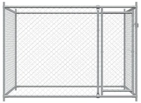Gabbia per cani con porta grigia 2x2x1,5 m in acciaio zincato