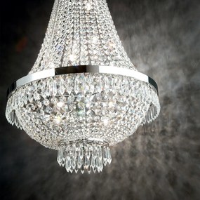 Lampadario Classico Caesar Metallo-Cristallo Cromo 9 Luci G9 3W 3000K Luce Calda