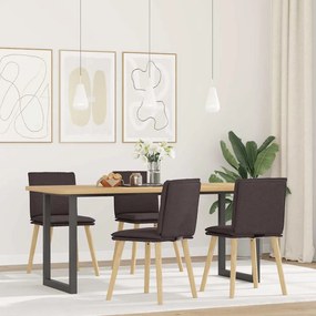 Sedie Da Pranzo 4 Pz Marrone Scuro İn Tessuto /