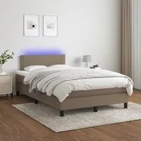 Letto a Molle con Materasso e LED Tortora 120x200cm in Tessuto cod mxl 57711