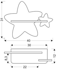 Applique LED per bambini con mensola STAR LED/5W/230V
