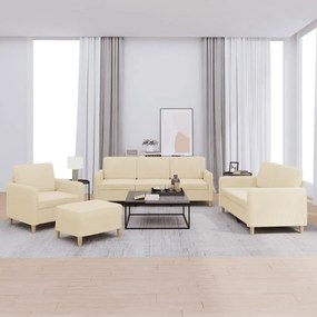 Set Di Divani 4 Pz Con Cuscini Crema İn Tessuto /