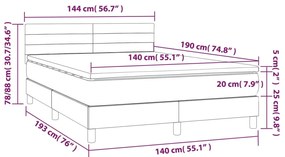 Letto a Molle Materasso e LED Grigio Scuro 140x190cm in Tessuto