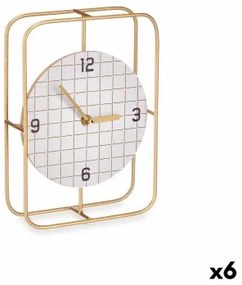 Orologio da Tavolo A quadri Nero Metallo Legno MDF 18,5 x 25,5 x 6 cm (6 Unità)