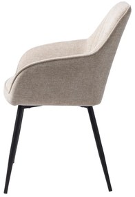 Sedia da pranzo beige in imbottito con braccioli Nolan – Unique Furniture