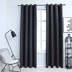 Tende Oscuranti Con Anelli İn Metallo 2 Pz Antracite 140x175 Cm /