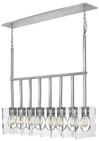 Lampadario Contemporaneo Ludlow Acciaio Nichel Lucido Acrilico 8 Luci E27