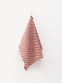 Strofinaccio in lino con righe naturali Red Natural Stripes