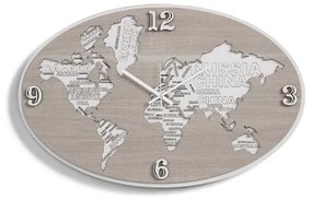 Orologio da parete in legno laminato PLANISFERO2 70x45 cm BRC