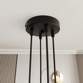 Lampada A Sospensione 4 Luci Moderna Nut In Acciaio Effetto Marmo Nero