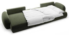 Divano angolare verde allungabile/con contenitore (a U) con rivestimento in ciniglia Tonale – Cosmopolitan Design