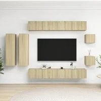 Set Mobili TV 8 pz Rovere Sonoma in Truciolato