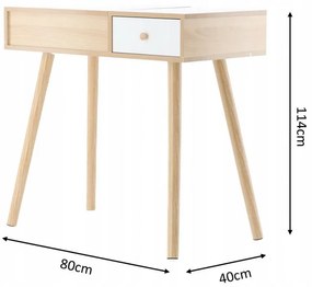 Tavolino da toilette retrò in legno con sgabello