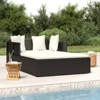 Lettino con Cuscini Nero 182x118x63 cm in Polyrattancod mxl 70311