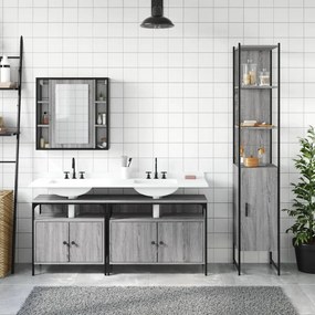 Set mobili da bagno 4 pz grigio sonoma in legno multistrato