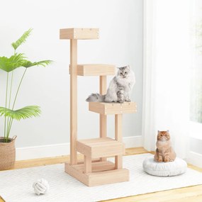 Albero Per Gatti 45,5x49x103 Cm İn Legno Massello Di Pino /