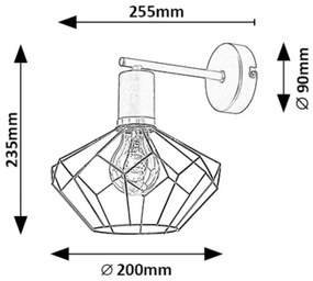 Rabalux 71064 - Applique FRAN 1xE27/40W/230V diametro 20 cm nero