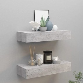 Scaffali Con Cassetti 2 Pz Grigio Cemento 60x23,5x10 Cm İn Mdf /