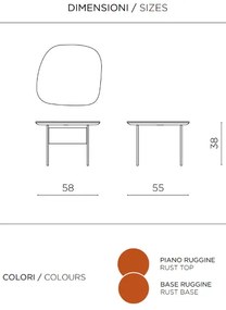 Tavolino con piano sagomato in legno Ruggine e base in metallo - FLUX Small