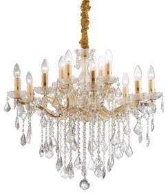 Florian lampadario a sospensione in vetro e cristallo molato oro 12...