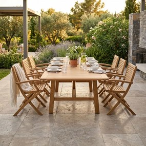 ORATOR - set tavolo in teak cm.220/300 x 100 x 77 h con 6 poltrone Orator