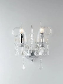 Applique a parete cristallo trasparente 2 luci attacco e14 32x22x30cm