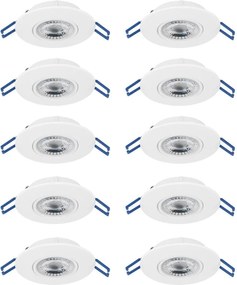 Eglo 300187 - Set da 10 faretti LED da incasso GEDREZ, 4,9W, 230V, Ø 9 cm, bianco