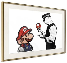 Poster  Banksy: Mario and Copper  Cornice Quadri Cornice d'oro con passe-partout, Larghezza x Altezza Home decor 45x30