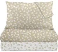 Completo letto matrimoniale poli fiore beige