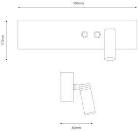 Faretto da parete a LED RESORT LED/10W/230V + LED/3W, bianco, lato destro