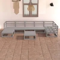 Set Divani da Giardino 8 pz Grigi in Legno Massello di Pino cod mxl 37483