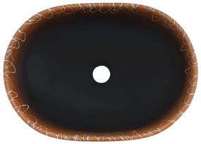 Lavabo da Appoggio Nero e Arancione Ovale 47x33x13 cm Ceramica