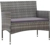 Panchina da Giardino 105 cm in Polyrattan Grigio cod mxl 78313