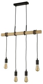 Woody 4lt bar pendant - legno naturale e metallo nero