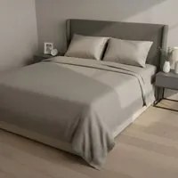Completo letto matrimoniale cotone raso grigio