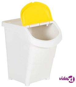 vidaXL Cestini per Rifiuti Impilabili con Coperchi 3pz Bianchi PP 120L
