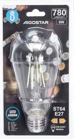 Lampadina LED FILAMENT ST64 E27/6W/230V 6500K - Aigostar