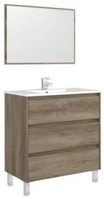 Mobile bagno 80 cm con lavabo e specchio rovere - Dakota 96249