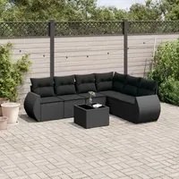 Set Divani da Giardino con Cuscini 7pz Nero Polyrattancod mxl 114335