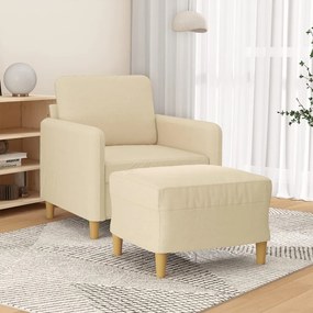 Poltrona Con Poggiapiedi Crema 60 Cm İn Tessuto /