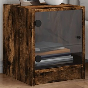 Comodini Con Ante İn Vetro 2pz Rovere Fumo 35x37x42 Cm /