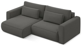 Divano angolare grigio scuro allungabile/con contenitore (con penisola a sinistra/con chaise lounge) con rivestimento in velluto Kapua – Makamii