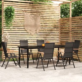 Set mobili da pranzo per giardino 7 pz nero