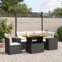 Set Divano da Giardino 6 pz con Cuscini Nero in Polyrattan 3272638